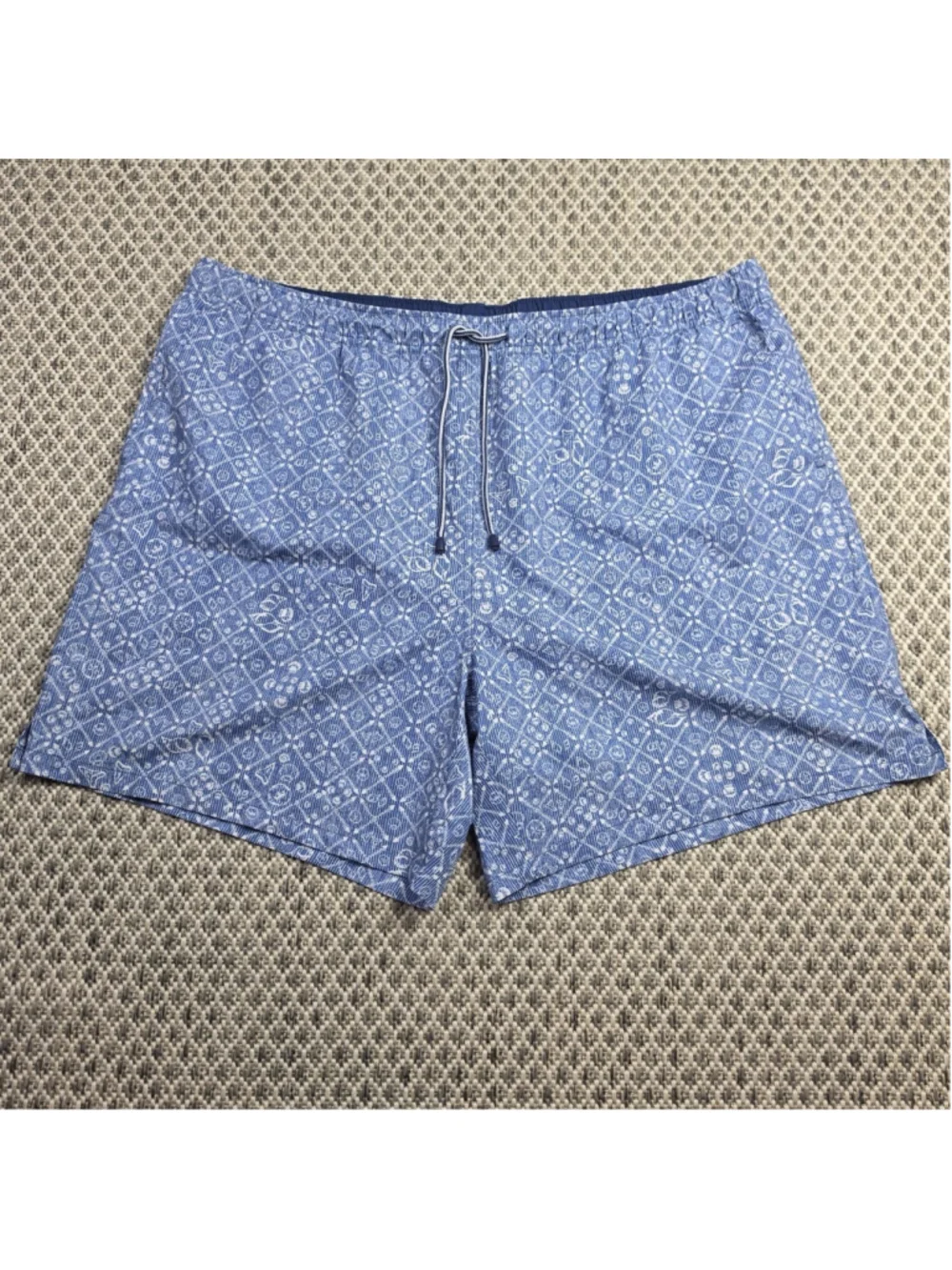 Peter Millar Seaside Swim Trunks Mens 2XL Blue Gingham Check Board Shorts Lined